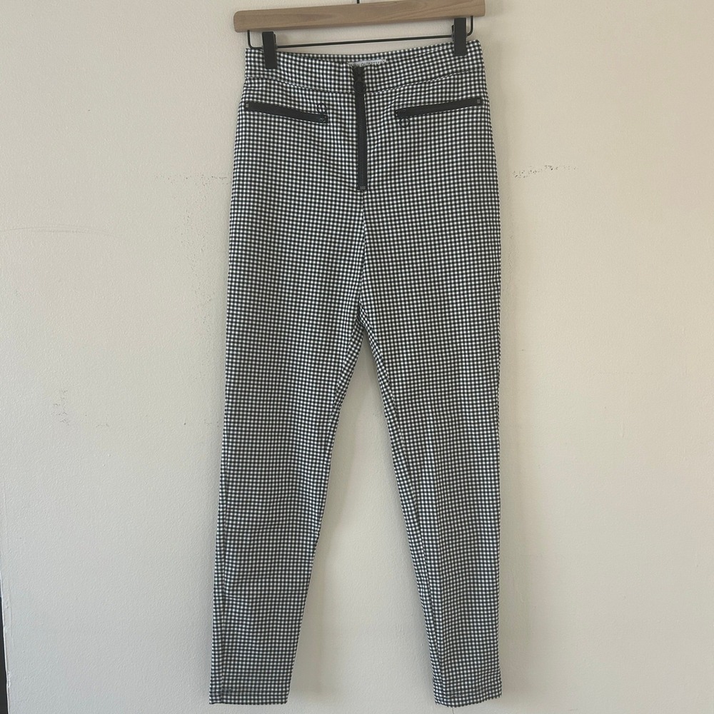 Urban Outfitters Black White Gingham High Rise Zipper Pocket Pants Size 6 - Picture 3 of 8